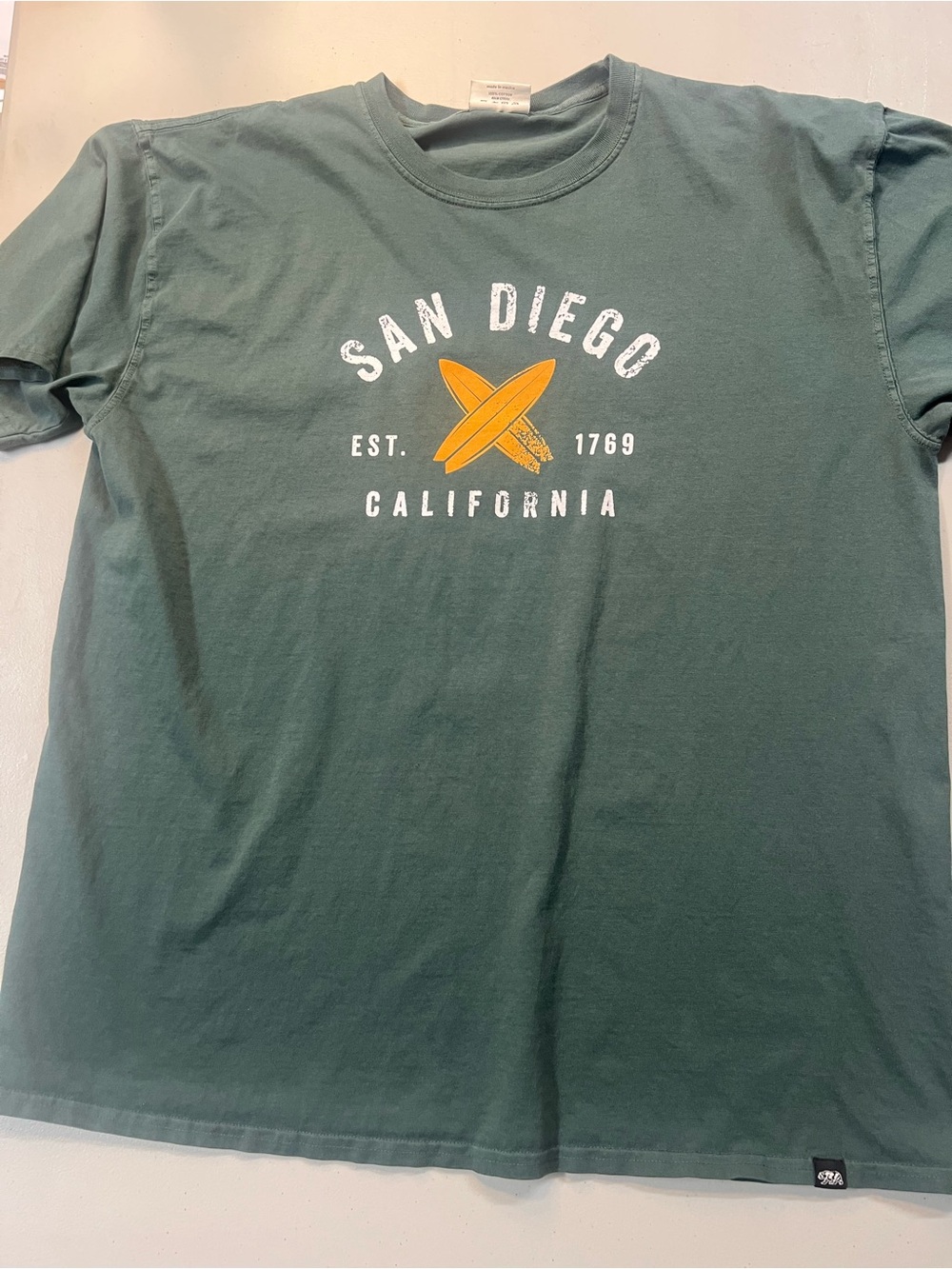 Techstyles San Diego California Surfboards Graphic T-Shirt XL Green